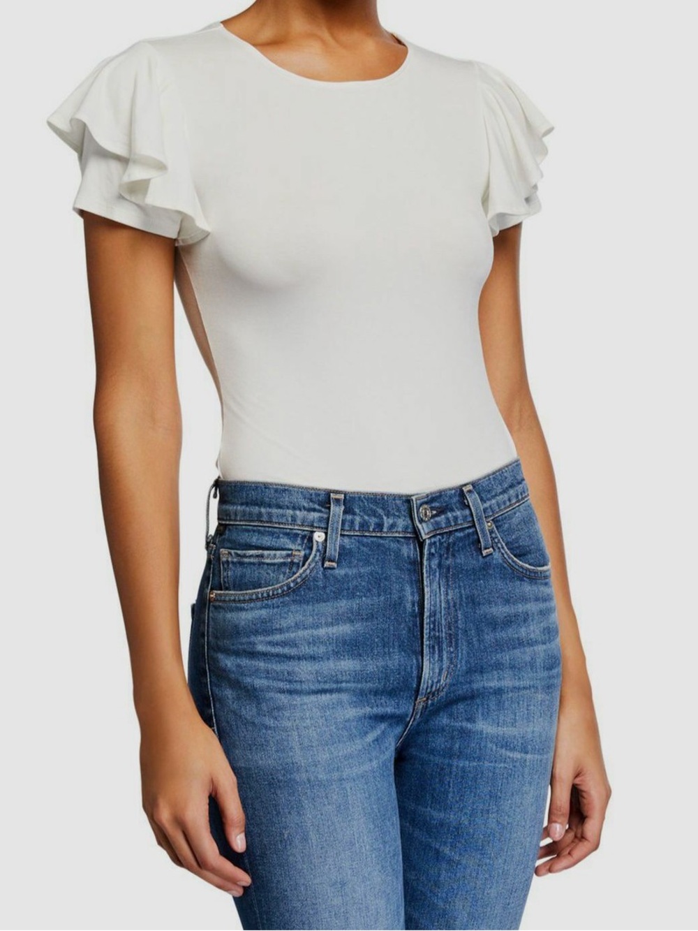 Little Black Bodysuit Women's White Short Sleeve Palomino Bodysuit